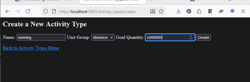 Example of creating a new activity type