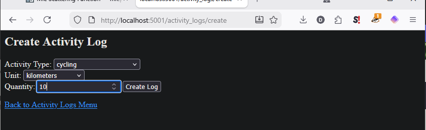 Example of logging an activity