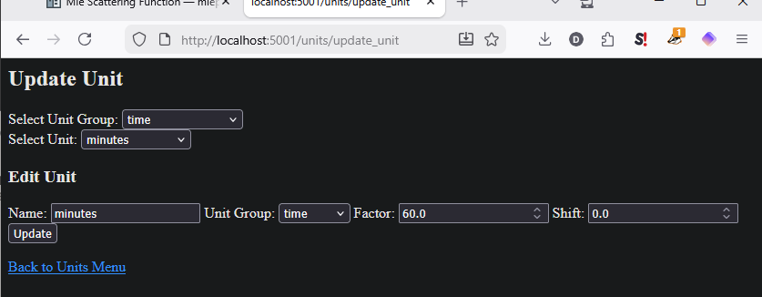 Example of updating unit info